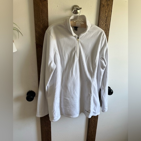 Eddie Bauer White 1/2 zip long Sleeve micro fleece pullover 
Women’s XL - Picture 1 of 7